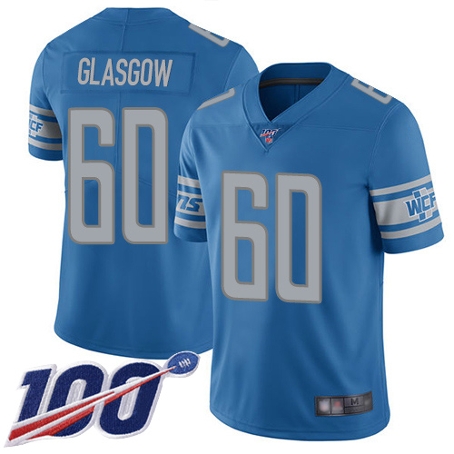 Detroit Lions Limited Blue Men Graham Glasgow Home Jersey NFL Football #60 100th Season Vapor Untouchable->detroit lions->NFL Jersey